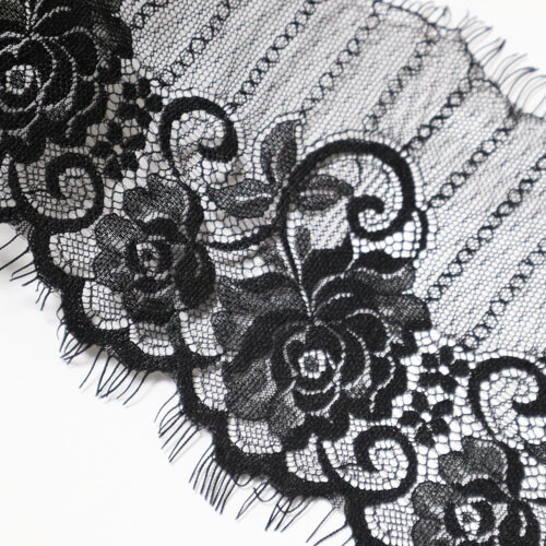 LOT 3 Meters Black Flower Chantilly Eyelash Lace Trim Sewing Width 12 CM - Bild 2 von 4
