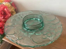 Libbey Green Orchard Fruit 13" Chip And Dip / Relish Dish Party Tray EUC