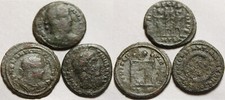 Lot, 3 ancient Roman coins Constantine Laurel wreath, camp gate, Legion soldiers