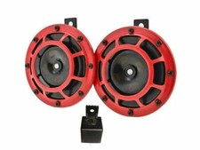 Pair Of Hella Supertone Twin Car Horn 12 Volt- Red Grill Fits Many Cars Truck