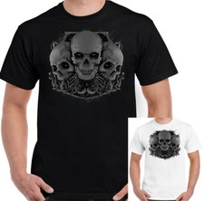 Demon Skull T-Shirt Mens Biker Tattoo Motorbike Motorcycle Gothic Goth Rock TOP