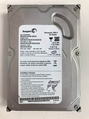 SEAGATE ST3802110AS 3.5 80GB SATA HARD DRIVE BARRACUDA 7200.9 W/WARRANTY