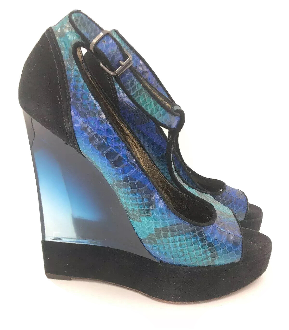LANVIN BLUE PYTHON & BLACK SUEDE LEATHER with LUC… - image 2