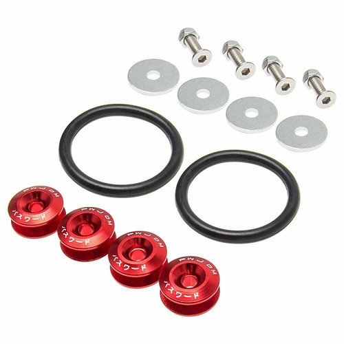 JDM Aluminum Fastener Quick Release Car Bumper Fender Trunk Hatch Lid Kit Red - Picture 4 of 12