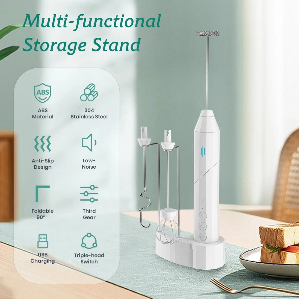 Milk Frother Handheld,USB-C Rechargeable Coffee Frother Wand, Electric drink ...