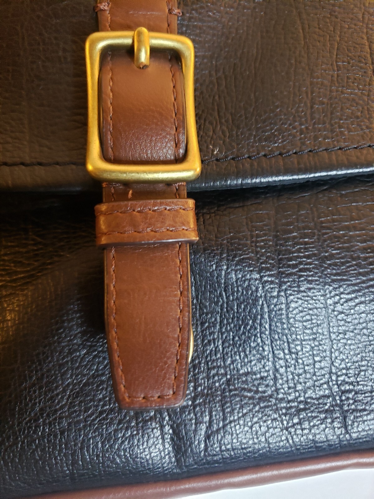 Fossil Evan Commuter Bag Leather Black and Brown Cros… Gem