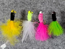 (Lot of 12) Kingfisher Crappie Jigs 1/16oz Chenille Body Marabou Feather CRAPPIE