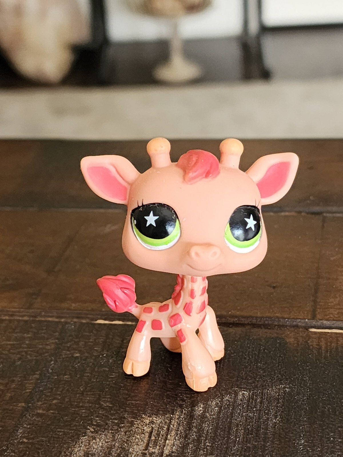 PINK PEACH GIRAFFE # 943 Littlest Pet Shop Hasbro LPS Green Star Eyes ...