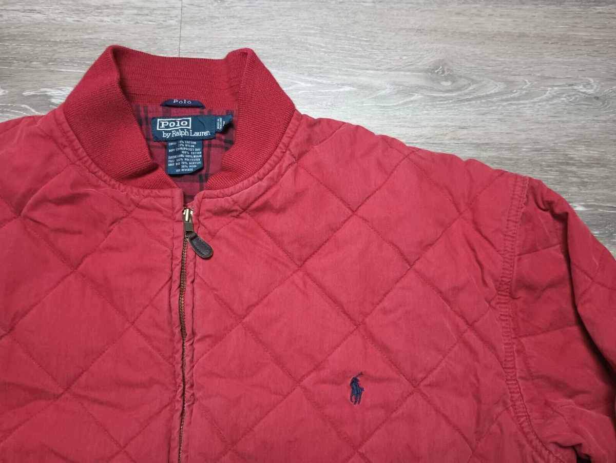Polo by Ralph Lauren バーガンディジャケット Polo Ralph Lauren Bomber Jacket Diamond Quilted Red Mens L