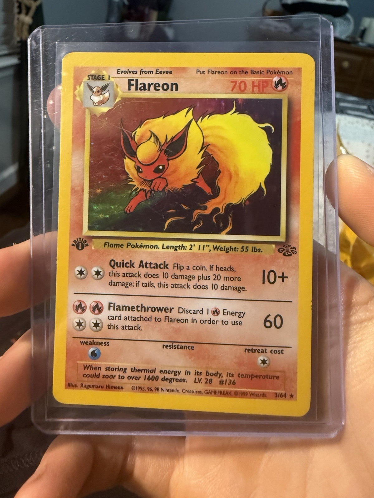 Pokemon Tcg Flareon 1st Edition Jungle 3/64
