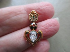 VINTAGE GOLD FILLED CRYSTAL ENAMEL ROYAL SCEPTRE WITH  CROSS FOB CHARM PENDANT