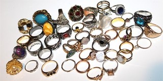 Lot#291 Huge lot of mixed vintage to now untested metals gems rings