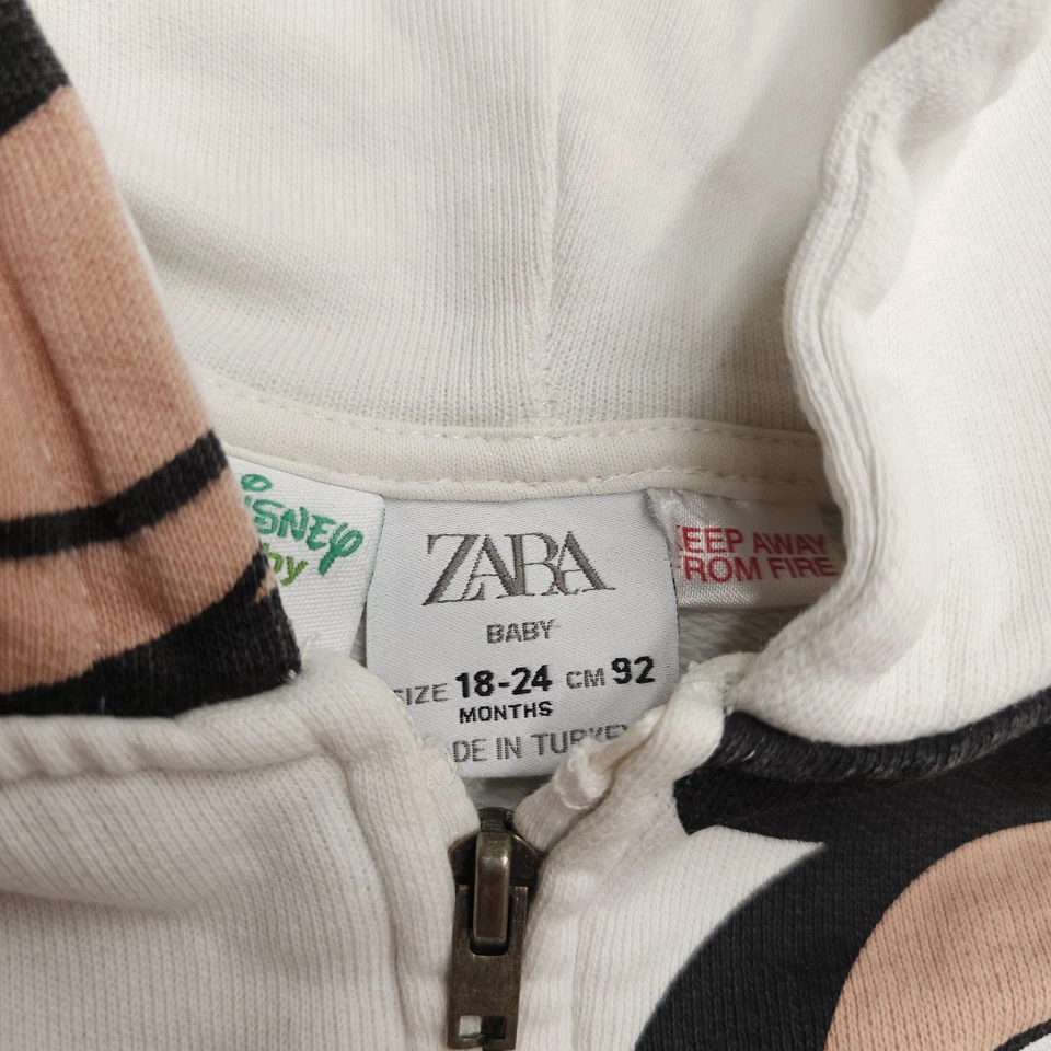 Disney x Zara Baby Sweatshirt 18-24 Months Mickey Mouse Hoodie White Boys Girls  - Image 3 of 4
