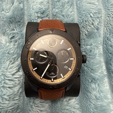 Movado Bold 3600515 44mm black ion-plated stainless steel case Leather Strap