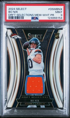 2024 PANINI SELECT DRAFT SELECTIONS MEMORABILIA WHITE BO NIX ROOKIE RC /75 PSA 9
