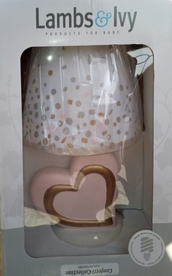 Lambs & Ivy Confetti Collection Pink Heart Lamp with Shade 