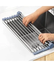 Over The Sink Dish Drying Rack, Roll Up Dish Drying Rack Kitchen Dish Rack Stain