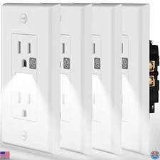 SOZULAMP 4-Pack Night Light Wall Outlets, Daylight White LED, 2 Pole 3 Wire