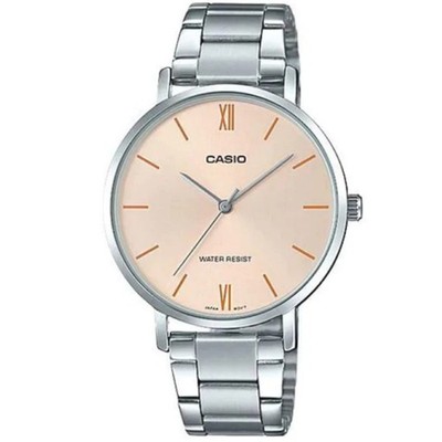 Casio Women s Silver Bracelet Analog Watch with Blush Dial - LTP-VT01D-2BUDF