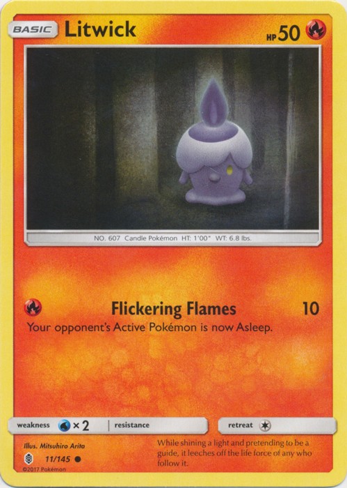 Litwick - 11/145 - Common (Damaged) Guardians Rising - Fire Pokémon