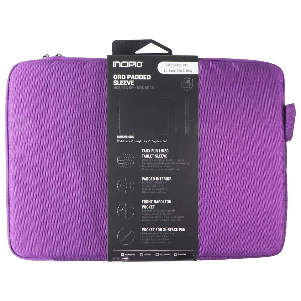 Incipio ORD Padded Sleeve Case for Microsoft Surface Pro 4 / Pro 3 - Purple - Image 2 of 2