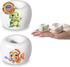 2PCS Ceramic Toothbrush Holder, Mini Sleek Toothbrush Holder Stand for Bathroom