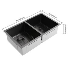 31" x 18" Double Bowl Sink, Kitchen Sink, Sink with Grid and Drainer