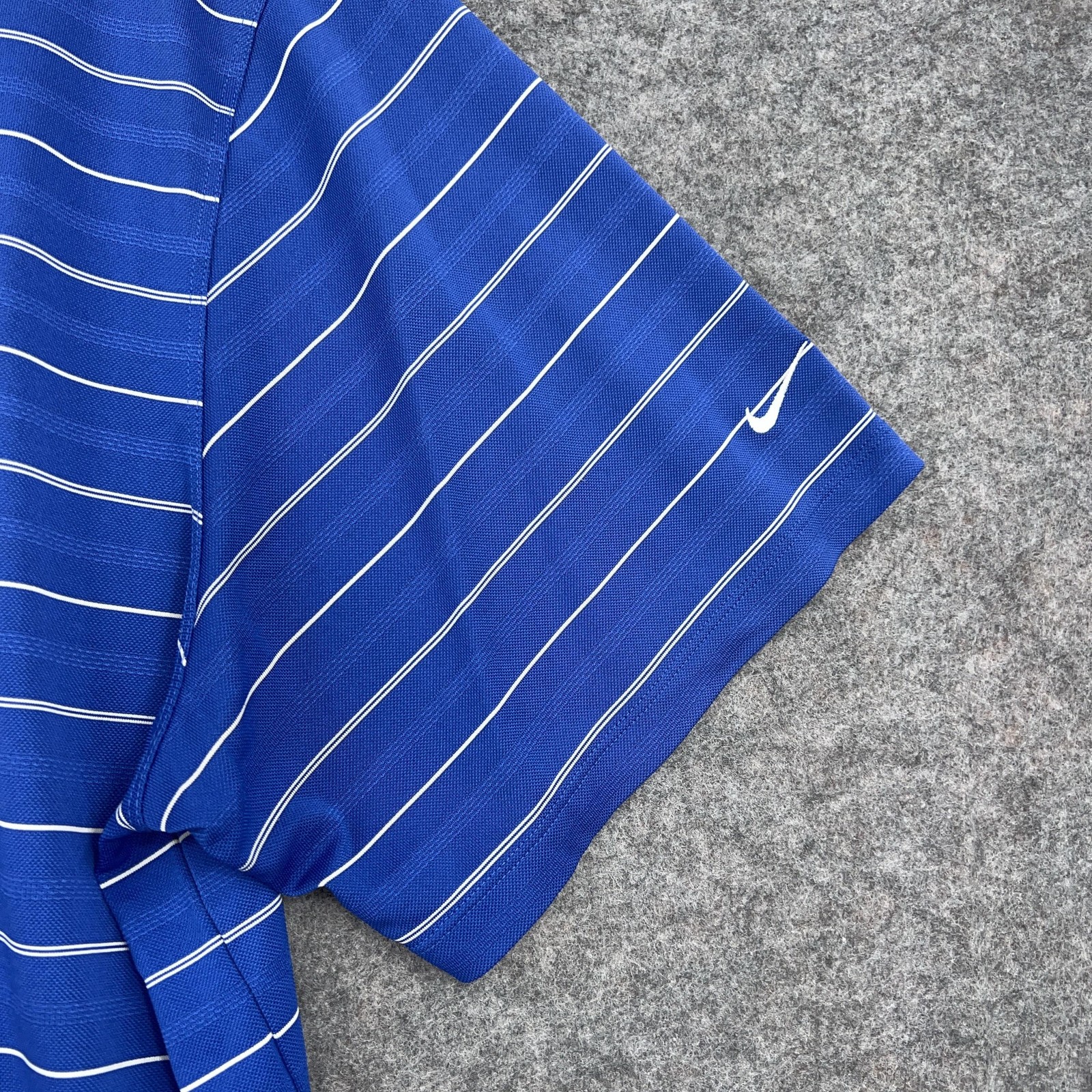 Nike Golf Polo Shirt Mens 2XL Blue Stripe Performance Golf Moisture Wicking thumbnail 3