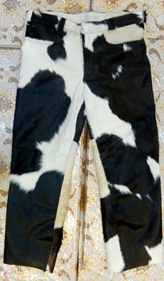 Men s Genuine Cowhide Leather Pants Western Rodeo Hair-On Natural Leather Pant