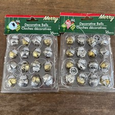 MERRY DECORATION JINGLE BELLS 16 PC WITH LOOPS CHRISTMAS CRAFTS 3/4
