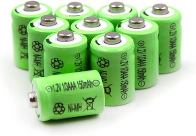 (10-Pack) 1/3AAA 1.2V 150mAh Ni-MH Batteries Replacement for Solar Lights,...