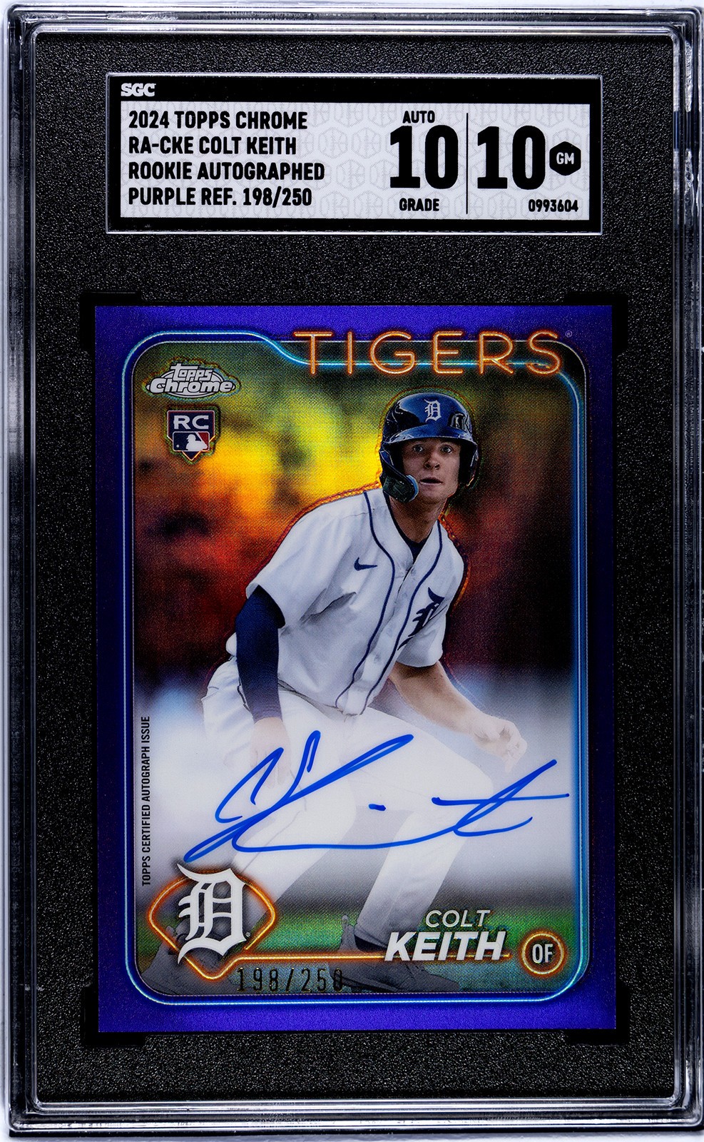 2024 Topps Chrome RA-CKE Colt Keith RC AUTO Purple Refractor SGC 10 GEM /250