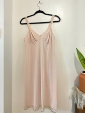Vintage Sm Shadowline Full Slip, Blush Pink, Lace Trim, Size 34, Made in USA