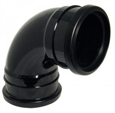 FLOPLAST 110mm Ring Seal Soil 92.5 Degree Double Socket Bend - Black - 2 PACK