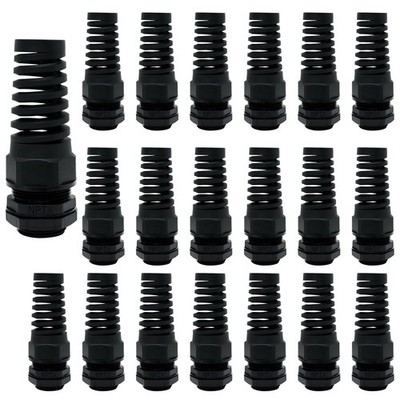 20 Pcs NPT 1/2 inch IP68 Waterproof Cable Gland Flex Spiral Strain Relief