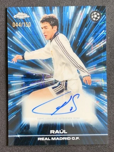 Raul 2025-26 Topps Chrome UCC Black Lazer Blue Refractor Auto /150 #BLA-RA