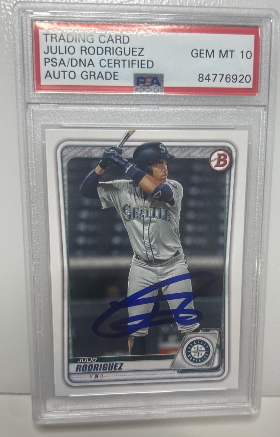 2020 Bowman Julio Rodriguez RC Auto PSA/DNA Certified Autograph Mariners Rookie view 1