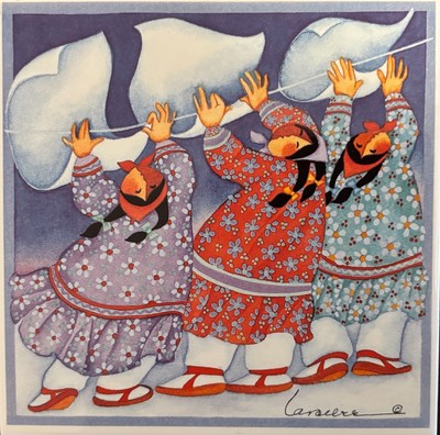 Barbara Lavallee ''THREE SHEETS TO THE WIND''  Eskimo 6x6 Tile Wall Decor Folk Art