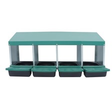 4 Hole Chicken Nesting Box Green with Lid Cover Metal Nest Box