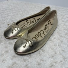 Sam Edelman Womens Carrie Gold Leather Ballet Flat Sz 8.5