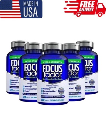 5 Packs Focus Factor Adults Extra Strength- Brain Supplement for Memory- 120 Tab