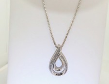 Diamond Infinity Necklace Natural Solid Sterling Silver .22ctw Size 20" SN034