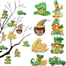 24 Pcs St. Patrick'S Day Ornaments for Tree Decorations Wooden Gnome Party Hangi