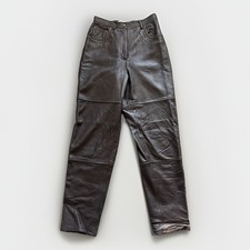 Valerie Stevens Women  s Brown Genuine Leather Pants, Size 8, Y2K, 100 Leather