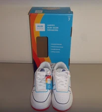 NEW ALDI GEAR LADIES WHITE CREAM SNEAKERS MULTI COLOR LOGO SIZE 7