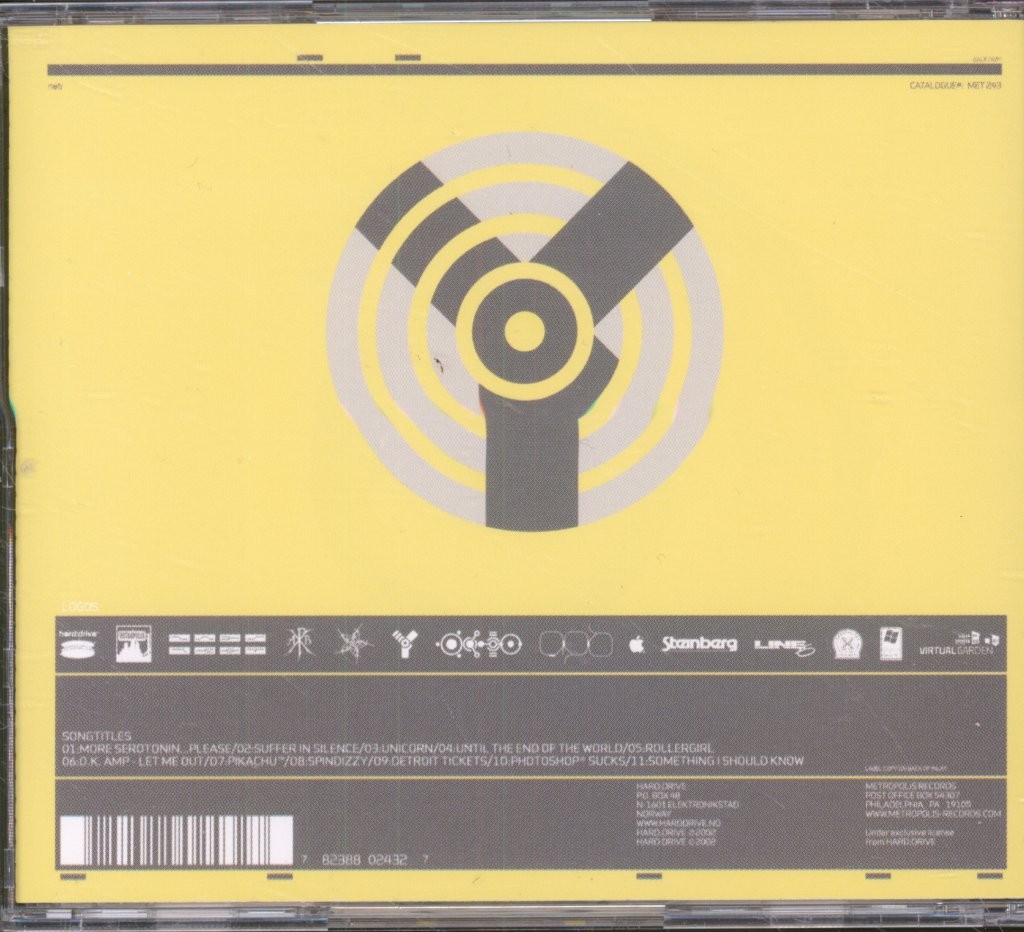 Apoptygma Berzerk Harmonizer CD USA Metropolis 2002 CD. Olyphant pressing MET243