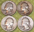 Group of Four Washington Quarters - All Dated 1941