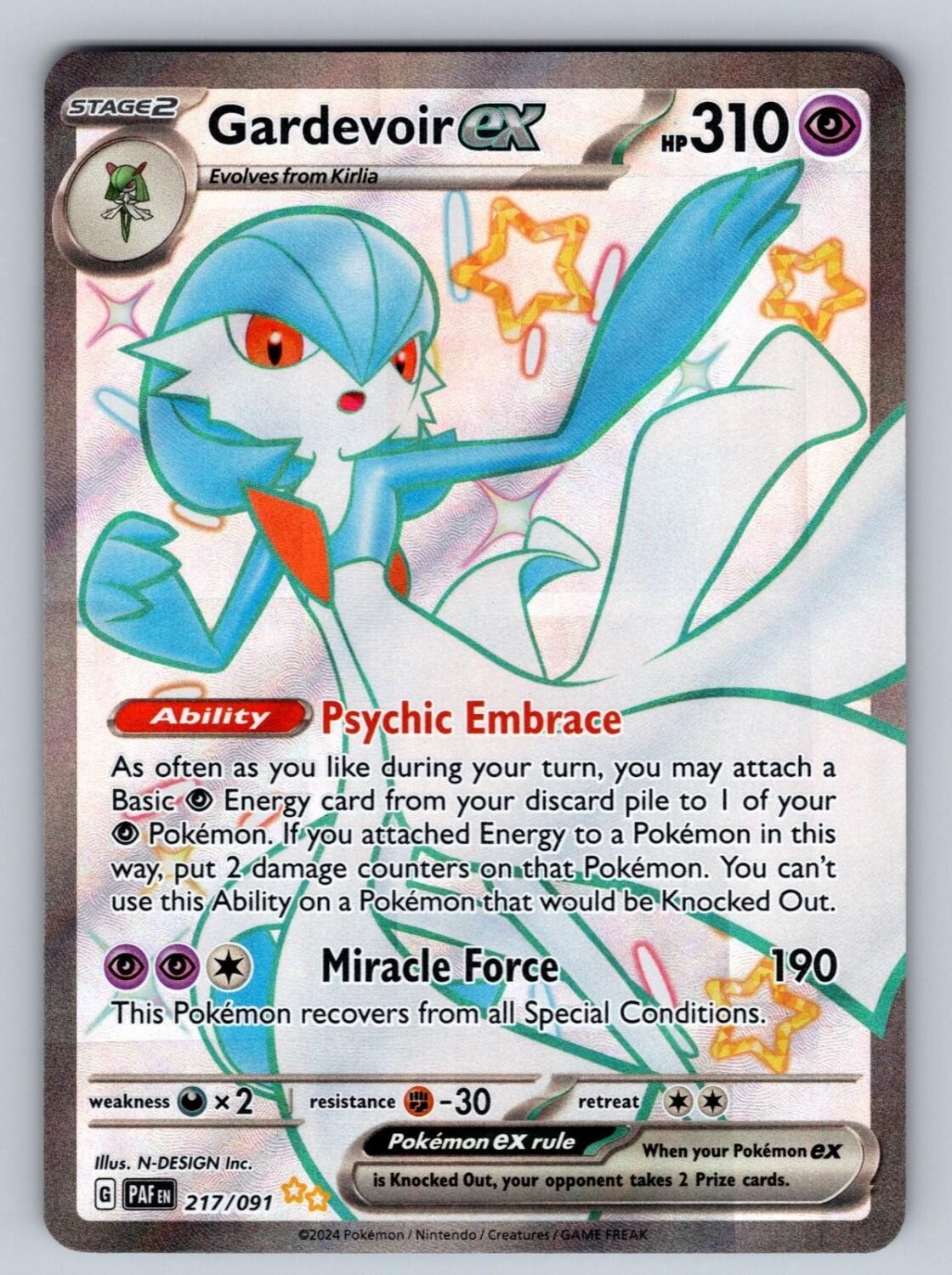 Gardevoir ex 217/091 NM/M Paldean Fates Shiny Ultra Rare Pokemon Holo T01242