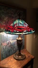 VINTAGE TIFFANY STAINED GLASS LAMP ~ RARE DRAGONFLIES ~ ART NOUVEAU HANDEL LOOK!