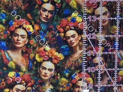 100% Cotton Woven Novelty Fabric Frida Kahlo Artist By The 1/4 Yard 9x56